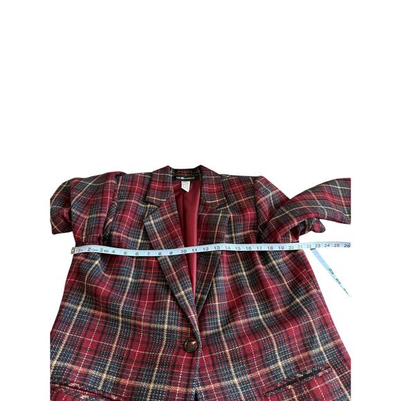 Vintage Plaid Dark Academia Wool Blend Single Button Oversized‎ Blazer Size 14 - Picture 10 of 12